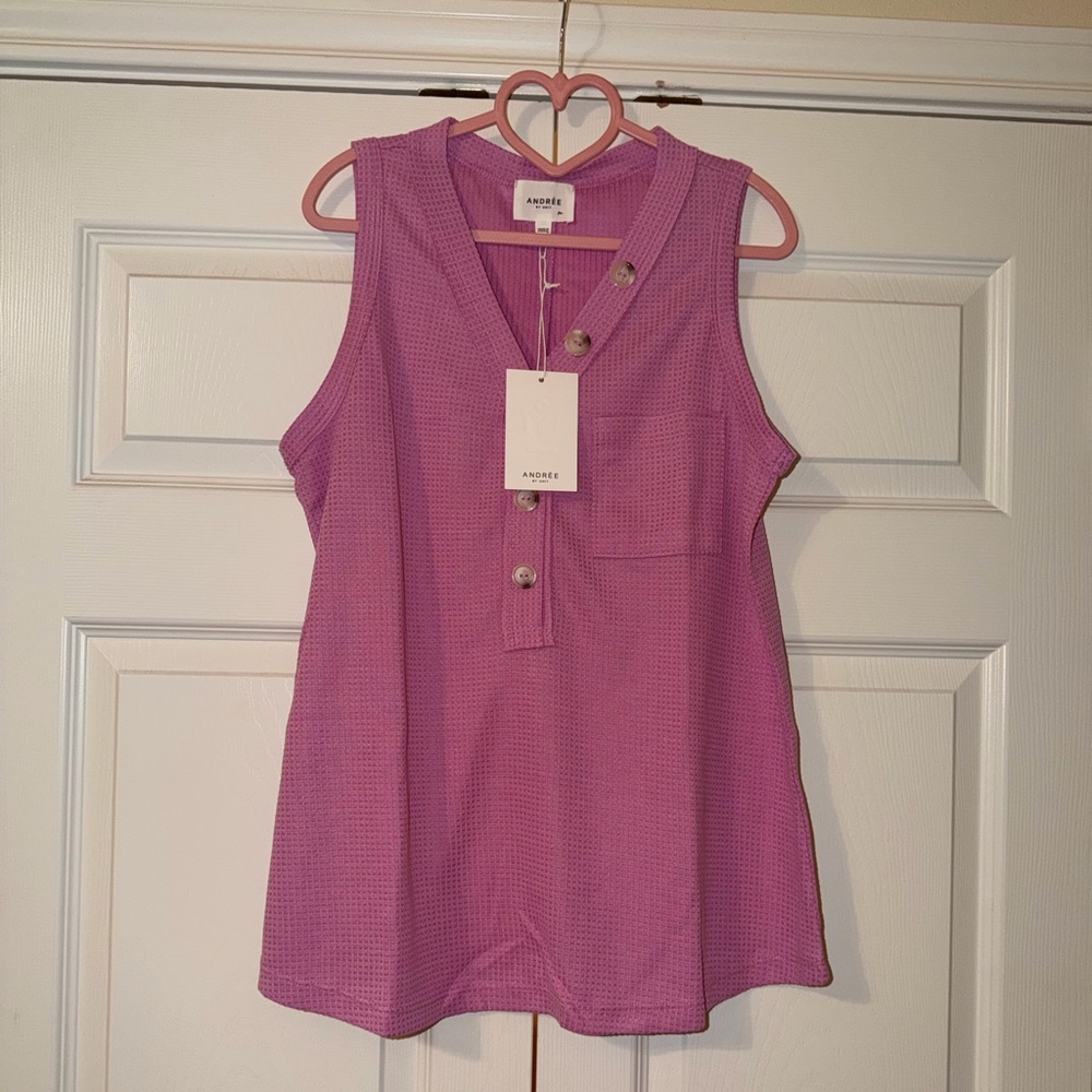 ANDREE BY UNIT Lavender-Pink Sleeveless Henley Tank